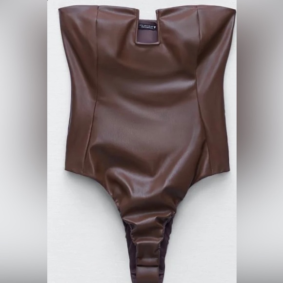 Zara Tops Zara Leather Bodysuit Poshmark